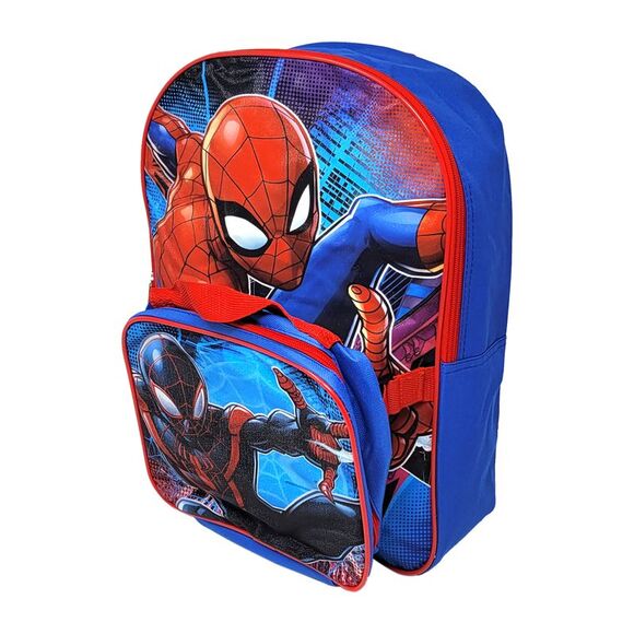 New Marvel Spider-Man Backpack Lunch Bag Insulated 2 Piece Set - Picture 3 of 7